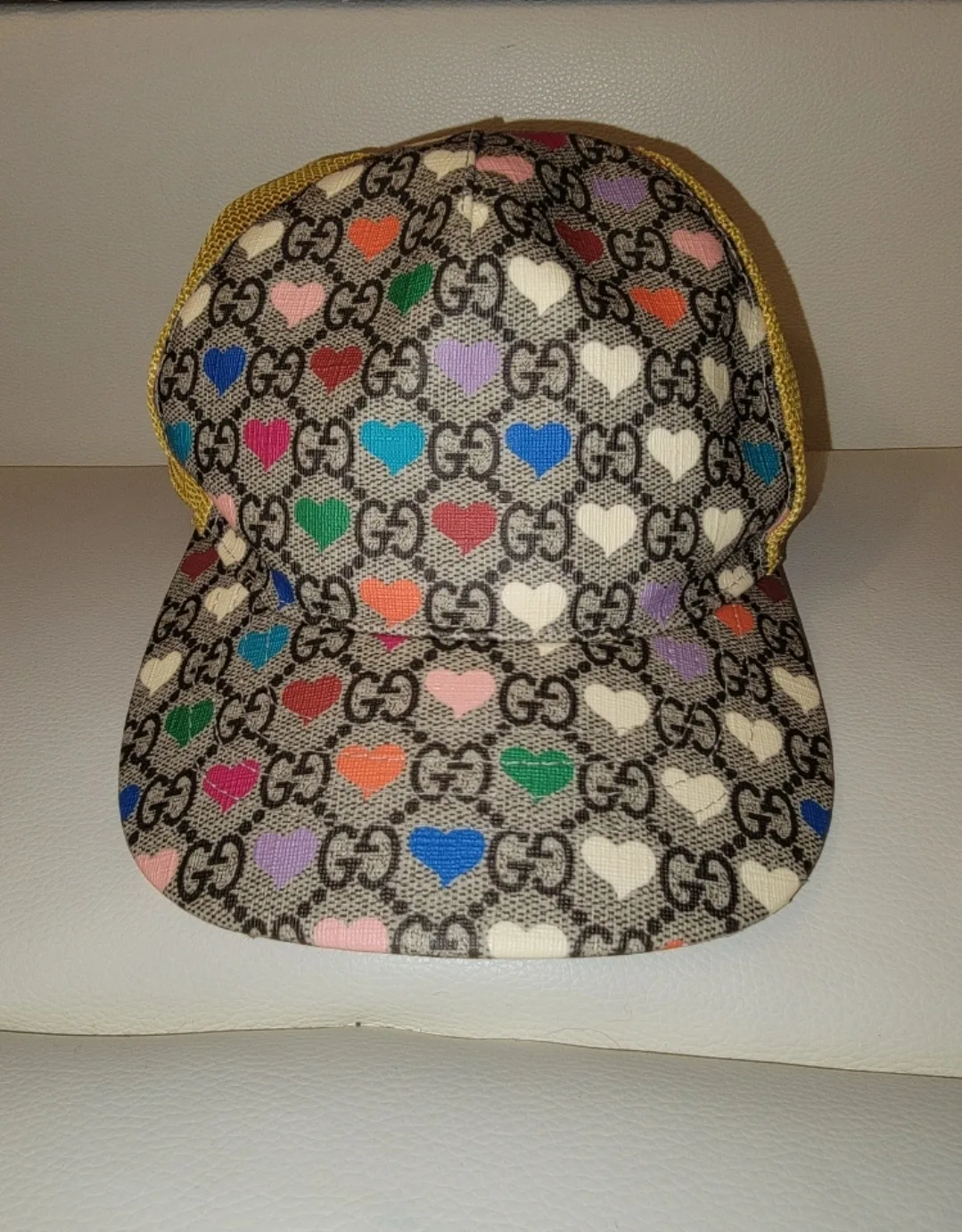 Authentic Kids Gucci Multicolor Heart Print Hat - Size M thumbnail