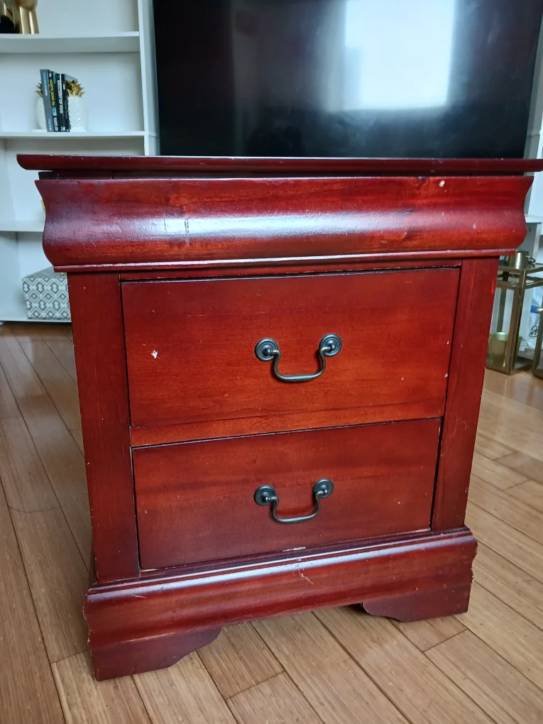 3-Compartment Wood Nightstand Cosmetic Wear + Loose Drawer thumbnail