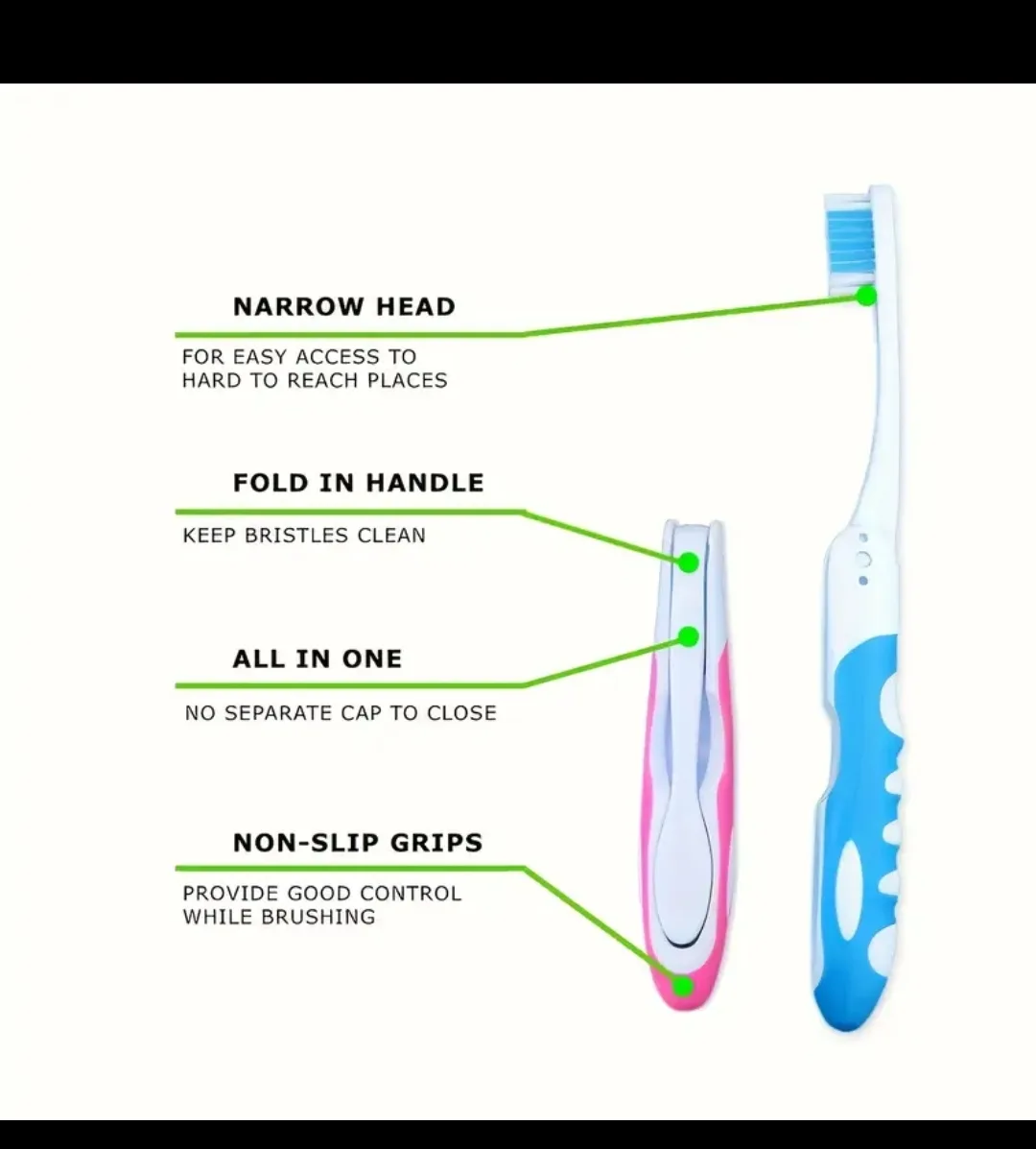 Folding Travel Toothbrushes - Multi-Color thumbnail