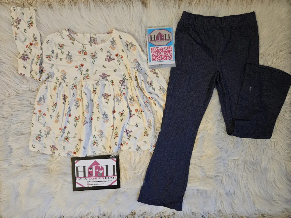 Carter's Floral Top & Navy Pants - Size 7 thumbnail