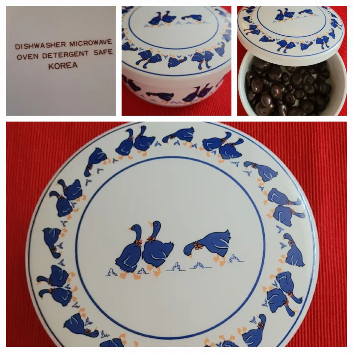 Vintage Korean ceramic dish with a lid - like new 🇨🇦🍁 thumbnail