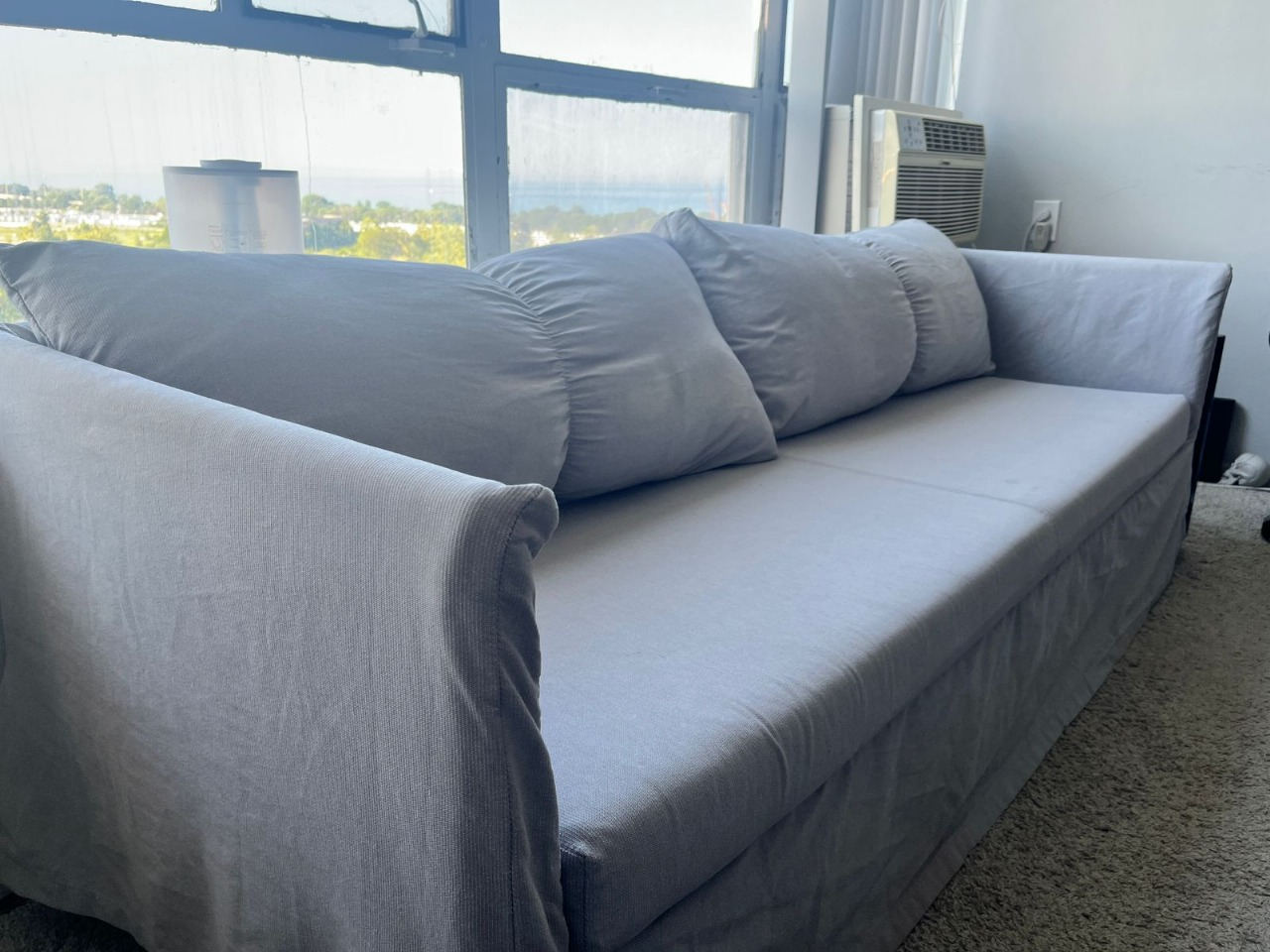 4 Seater Gray Sofa with Pillows - photo 4