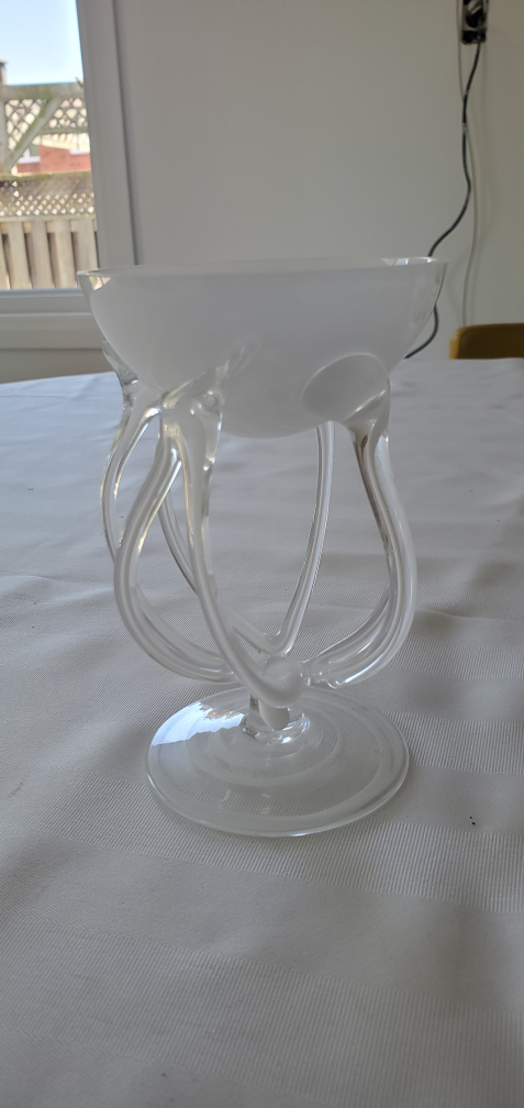 JOSEFINA KROSNO Polish White Glass Decorative Bowl