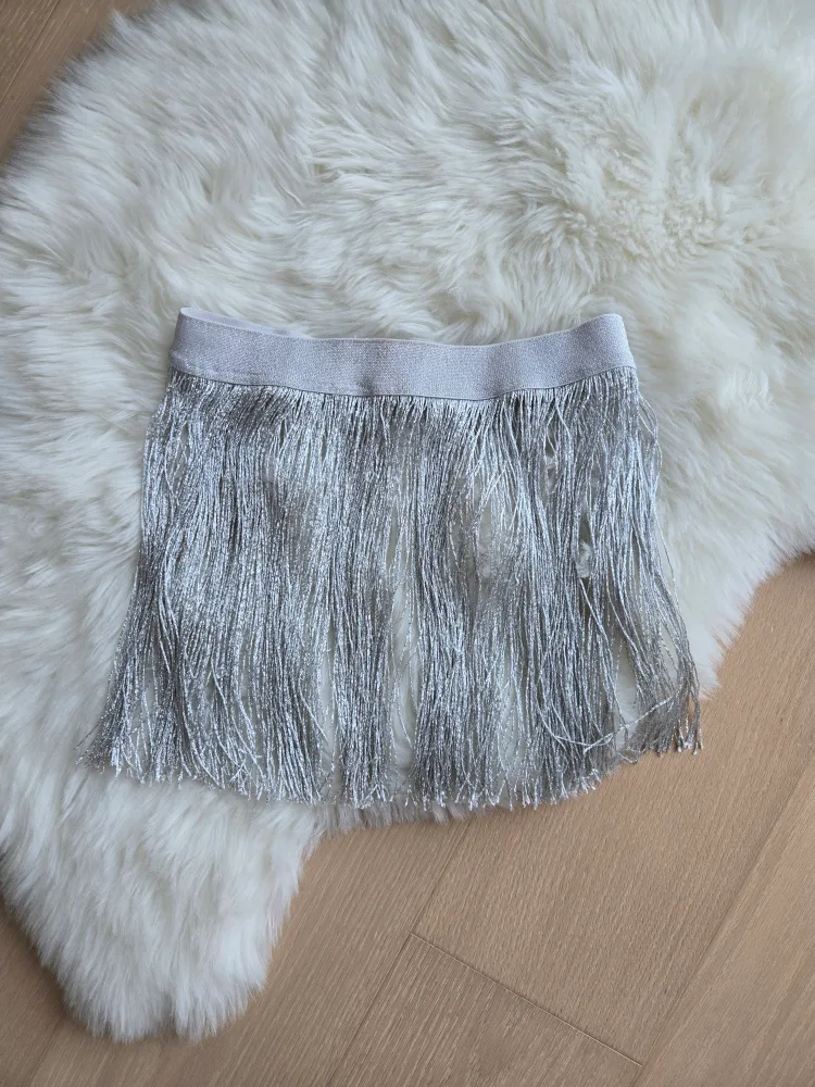 Silver Fringe Mini Skirt - Size S thumbnail