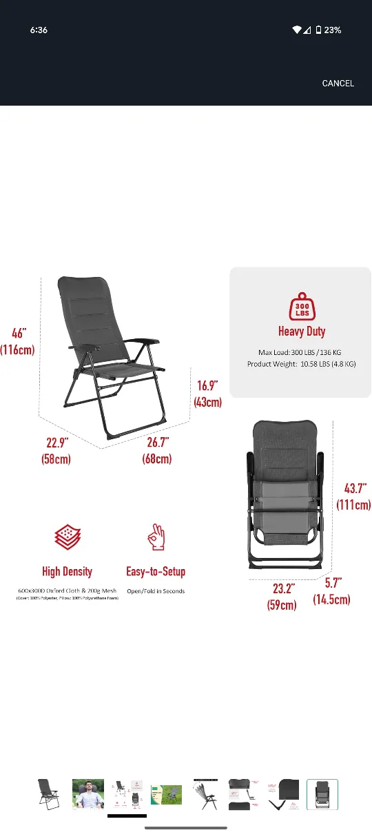 SunnyFeel Reclining Folding Patio Lounge Chair for Adults image indicator(3)