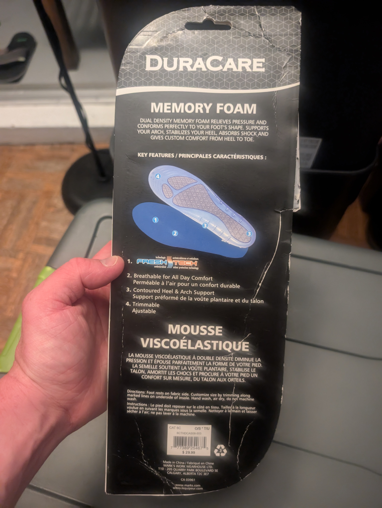 One pair of DURACARE Memory Foam Men's Insole Size 8-13 - photo 2