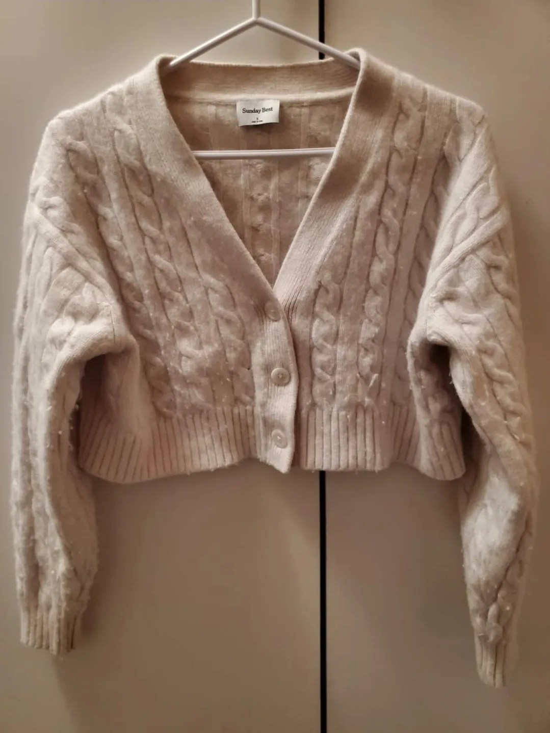 Sunday Best Cream Cable Knit Cardigan - Size Small thumbnail