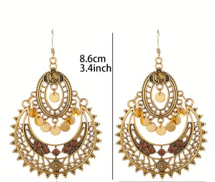 Bohemian Dangle Earrings - Gold Tone - photo 2