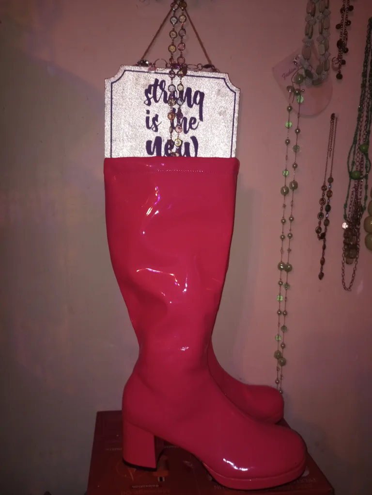 Pink Knee High Boots thumbnail