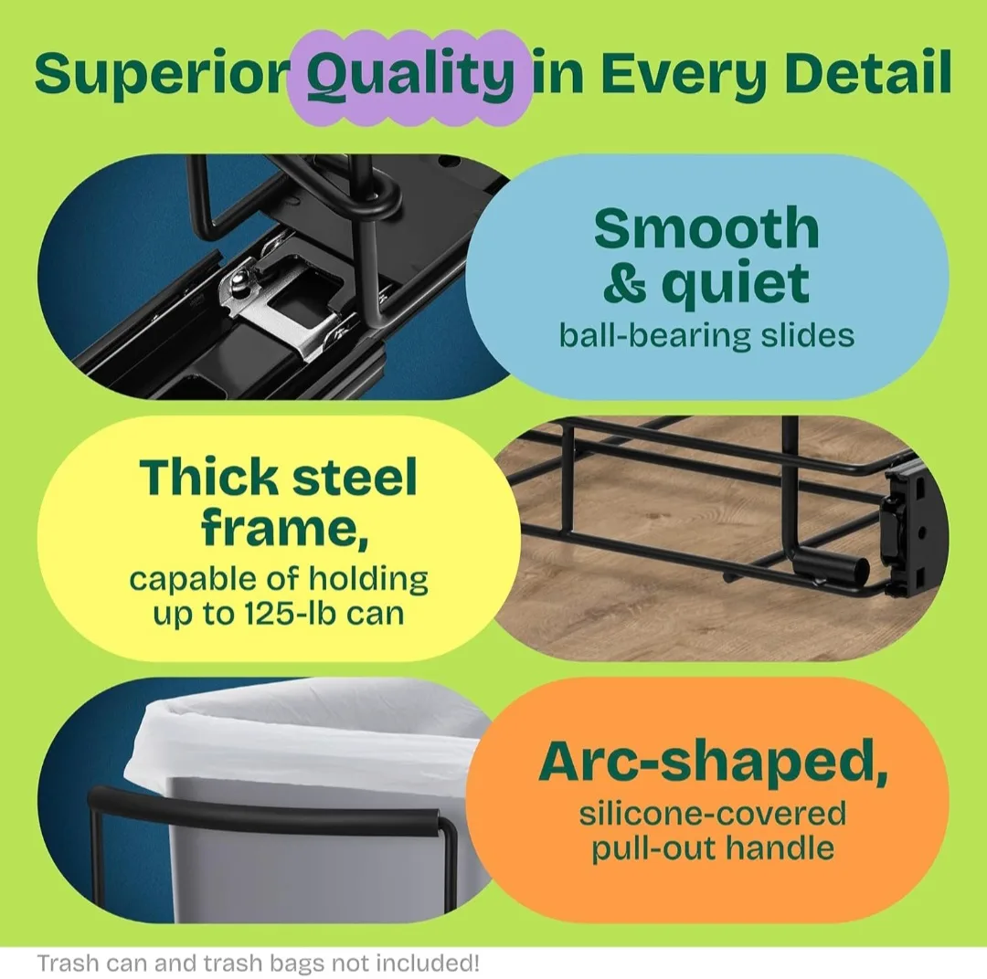 Heavy-Duty Pullout Trash Can Slider w/ Bag Holder image indicator(7)