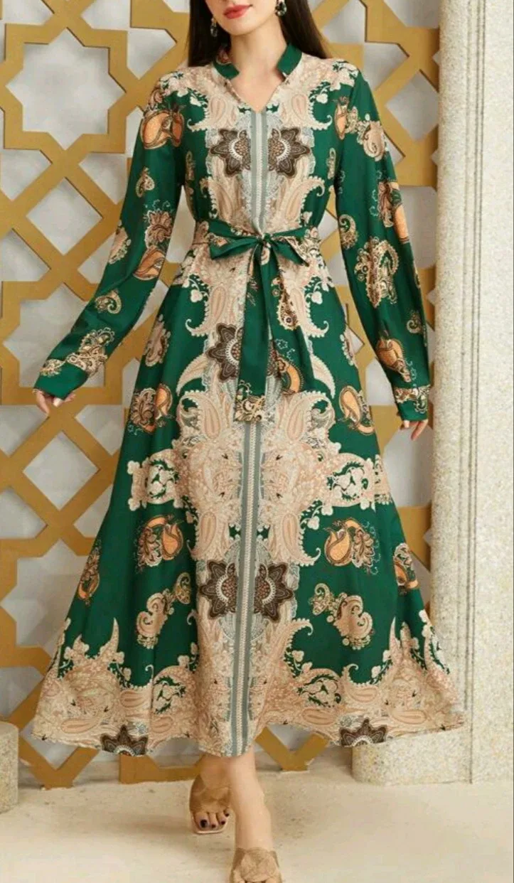 Green Paisley Print Maxi Dress thumbnail