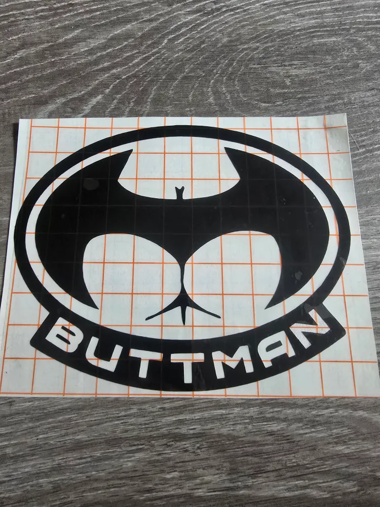 Black 6 inch "Buttman" Batman parody Decal thumbnail