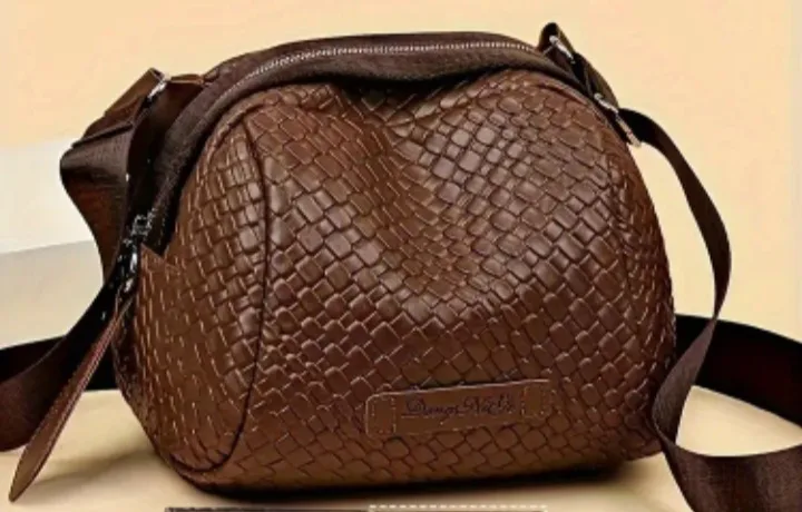 NEW Brown Woven Crossbody Bag thumbnail