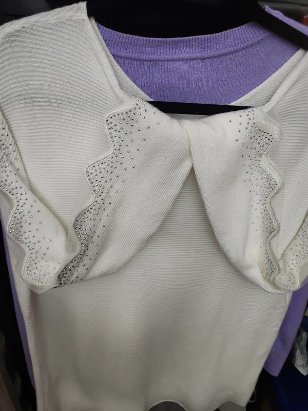 KayDee White Embellished Top - XL thumbnail