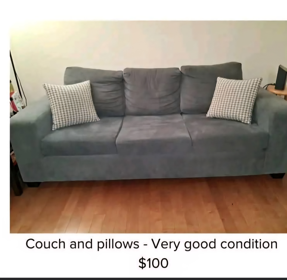 Grey Couch and Pillows