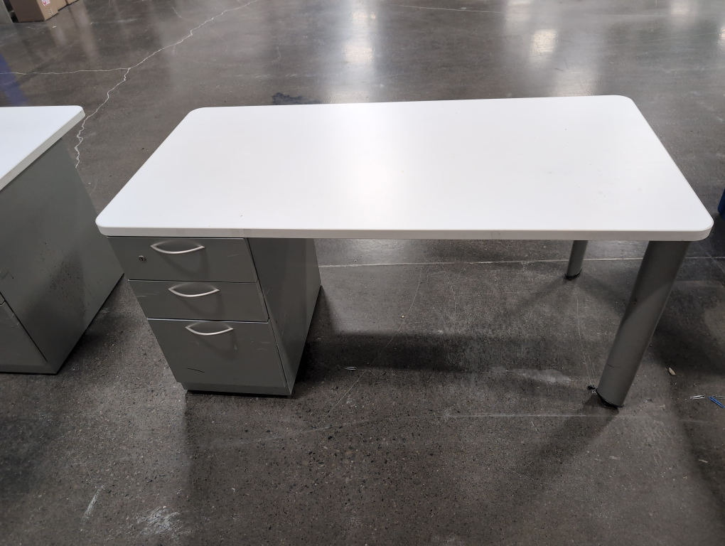 White Office Desk with Drawers