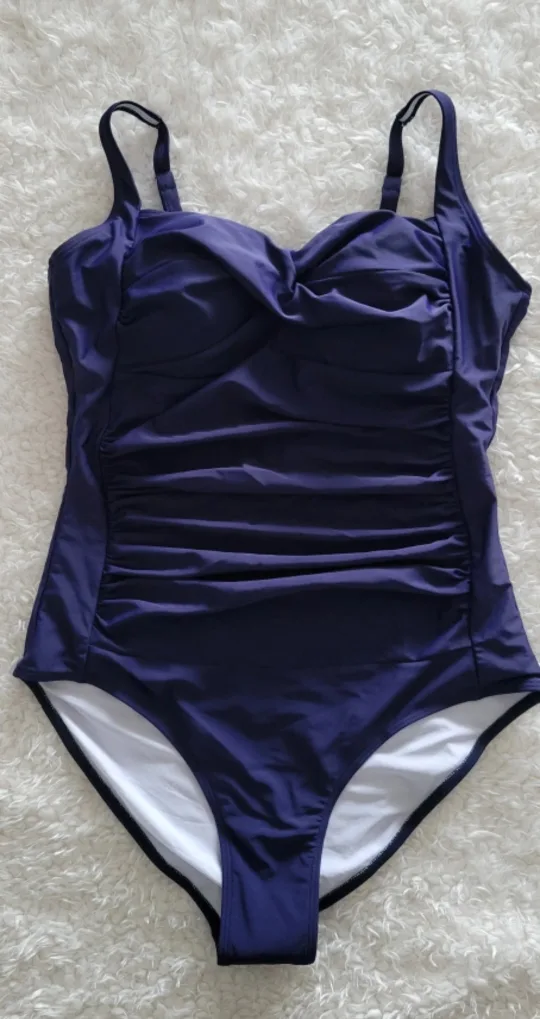 Navy Blue Ruched One-Piece Swimsuit image indicator(3)