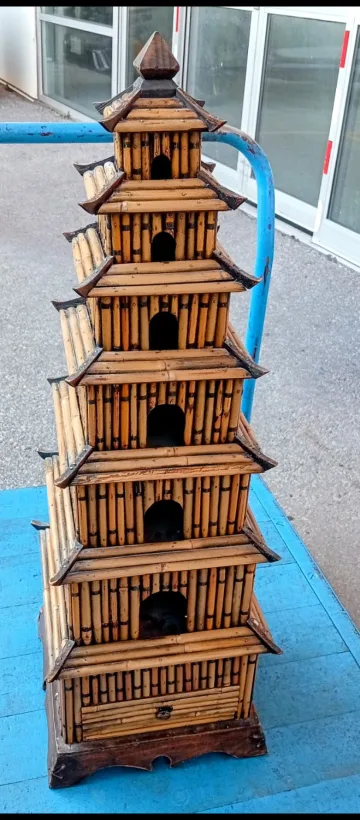 Bamboo Pagoda Tower Display Cabinet, 37" Tall thumbnail
