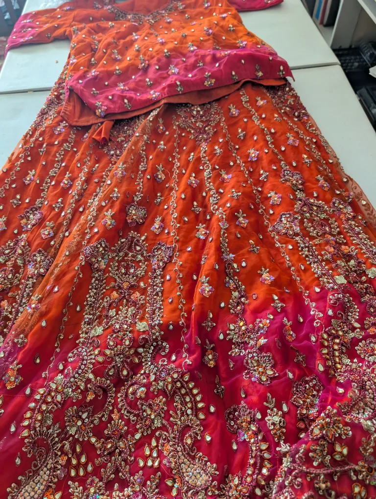 Orange and Pink Embroidered Lehenga Choli thumbnail