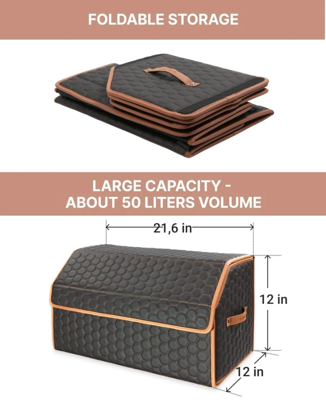 Owleys Foldable Car Trunk Organizer with Lid – Heavy-Duty 21.6" image indicator(5)