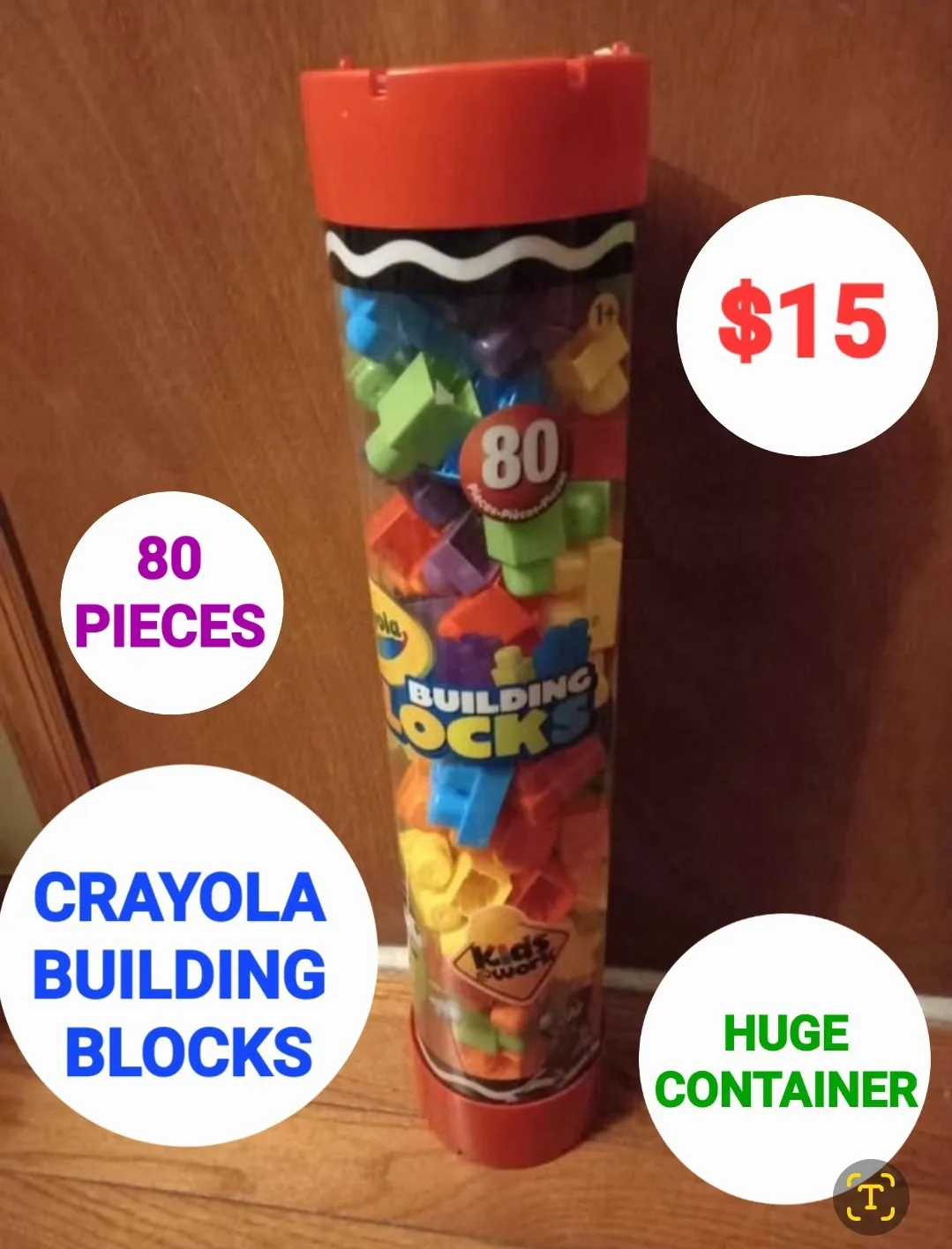 🥕HUGE Container of CRAYOLA Building Blocks - 80 Pieces 🥕 thumbnail