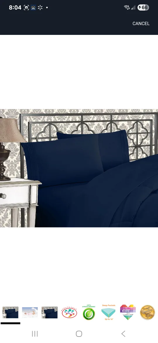 Queen 4pc Bed Sheet Set - Navy Blue 🇨🇦 thumbnail