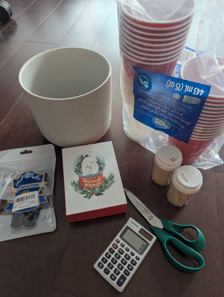 Free household items - plant pot, cards, calculator