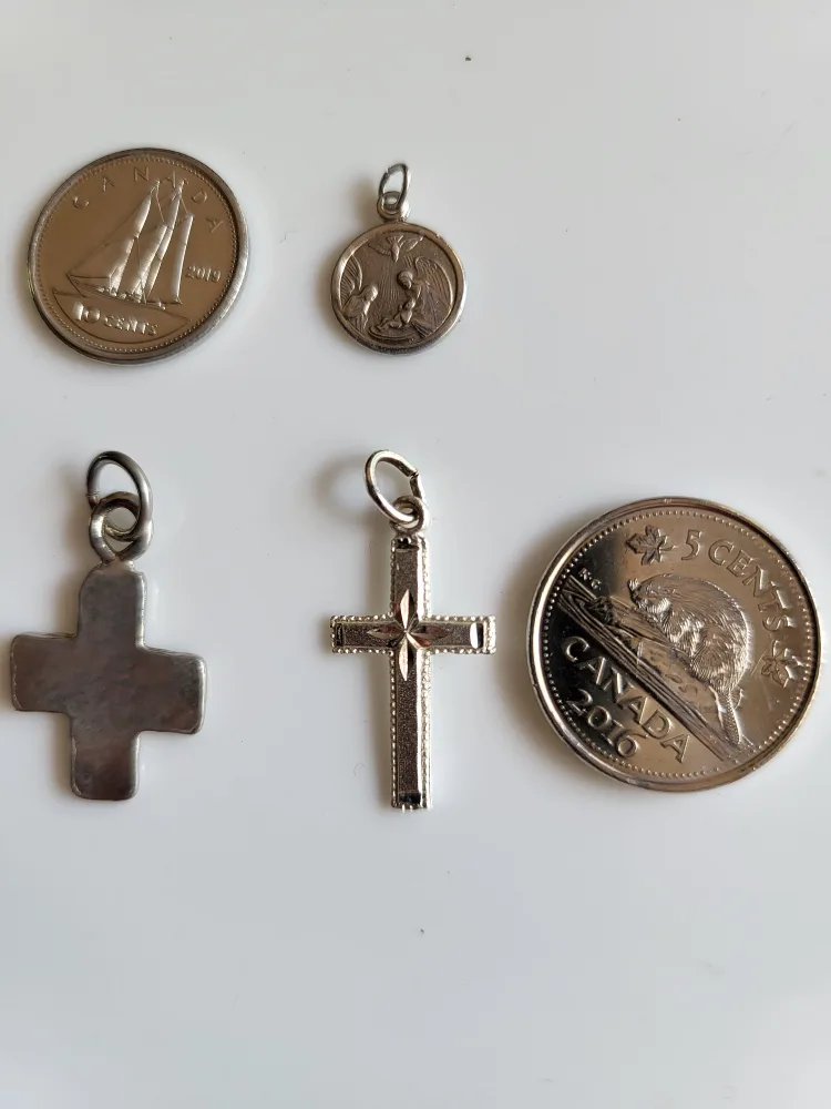 Sterling Silver Cross Pendant, Guardian Angel Medallion & Cross thumbnail