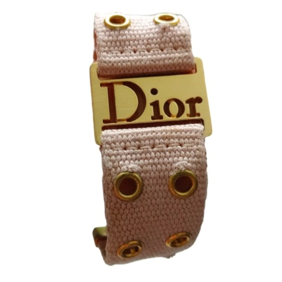 Vintage Dior Pink Canvas & Gold Bracelet image indicator(10)