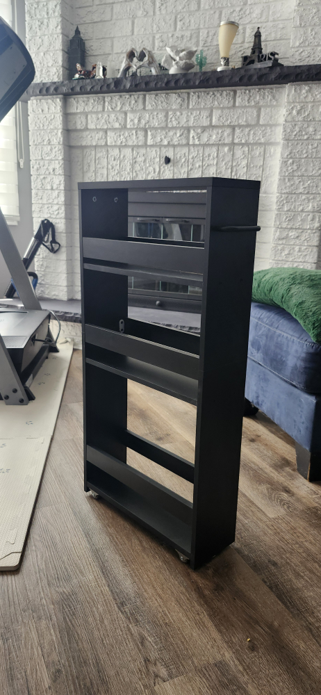 Black Rolling Slim Storage Shelf - 32" Tall