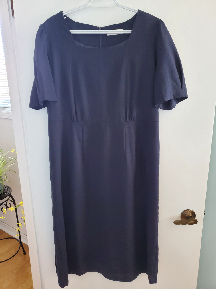 Navy Blue Linen Dress