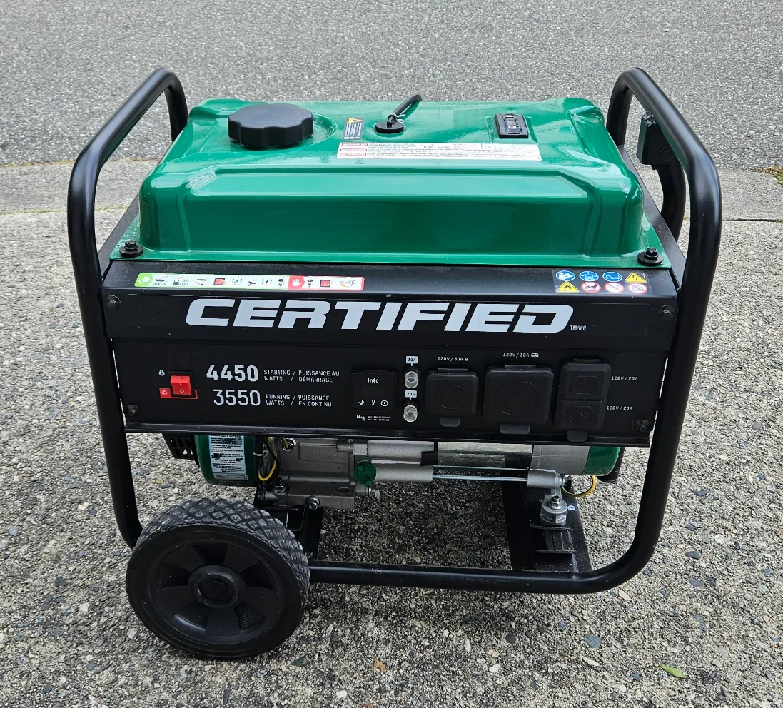 Certified 3550/4450 Watt Portable Gas Generator Like New thumbnail