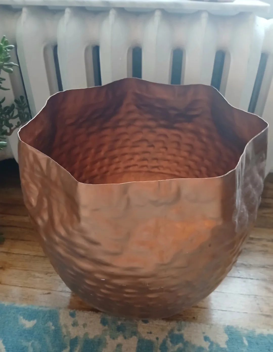 Large Hammered Copper Metal Planter or Pot Cover thumbnail