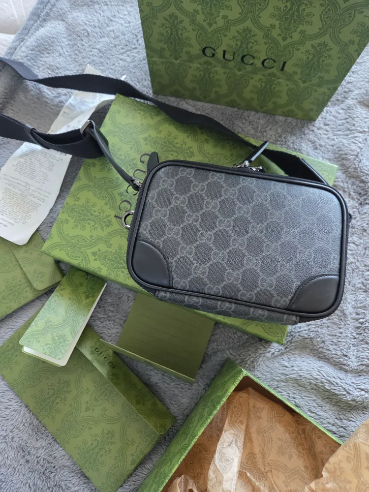 Gucci Black Emblem GG Crossbody Bag - Used Excellent Condition thumbnail