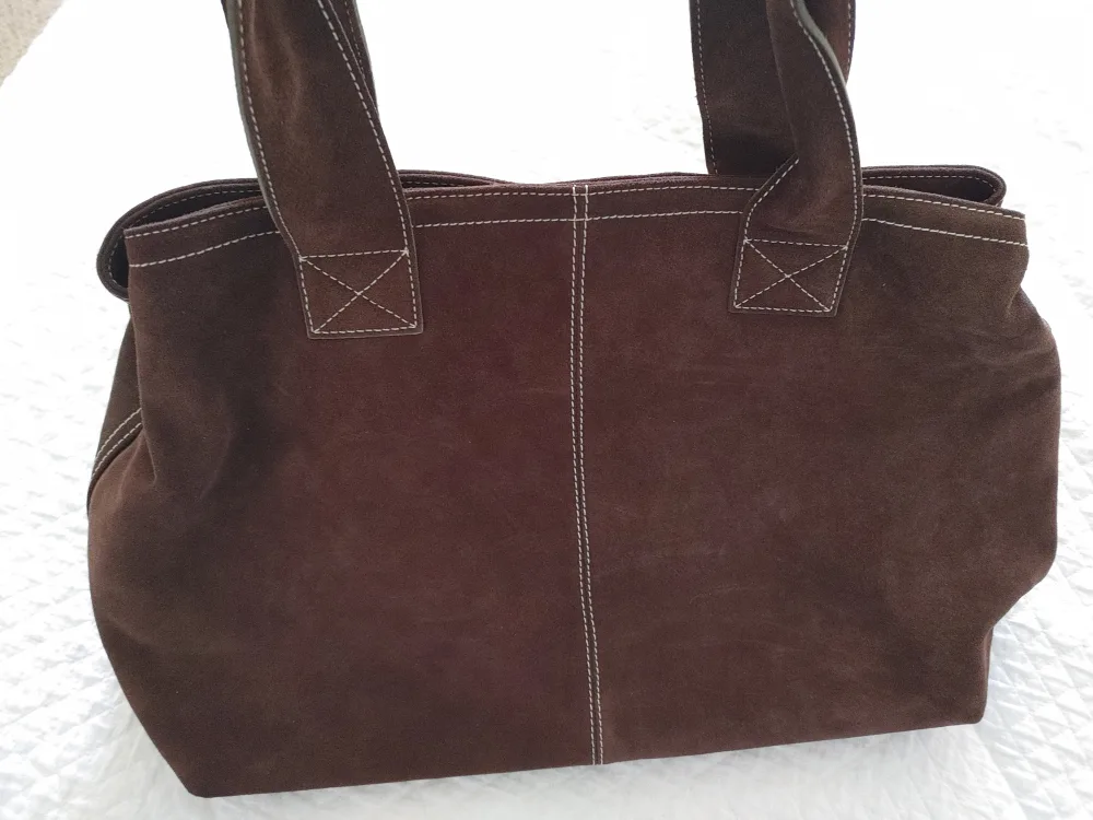 Brown Suede Leather Tote Bag Eddie Bauer thumbnail