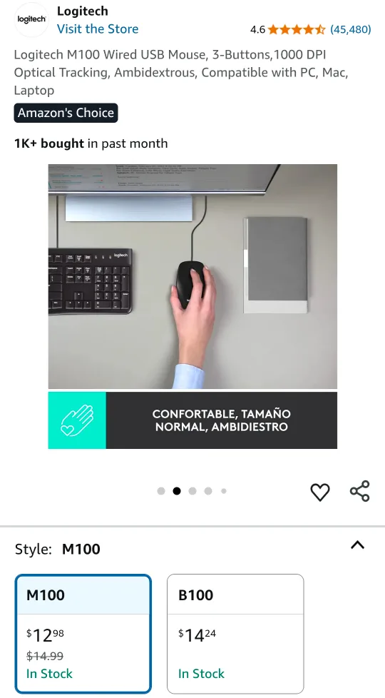 Logitech M100 Wired USB Mouse image indicator(3)