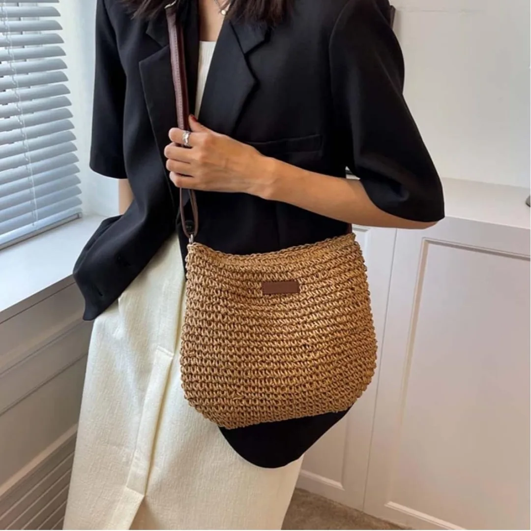 Straw Beach Bag, Summer Straw Bag thumbnail