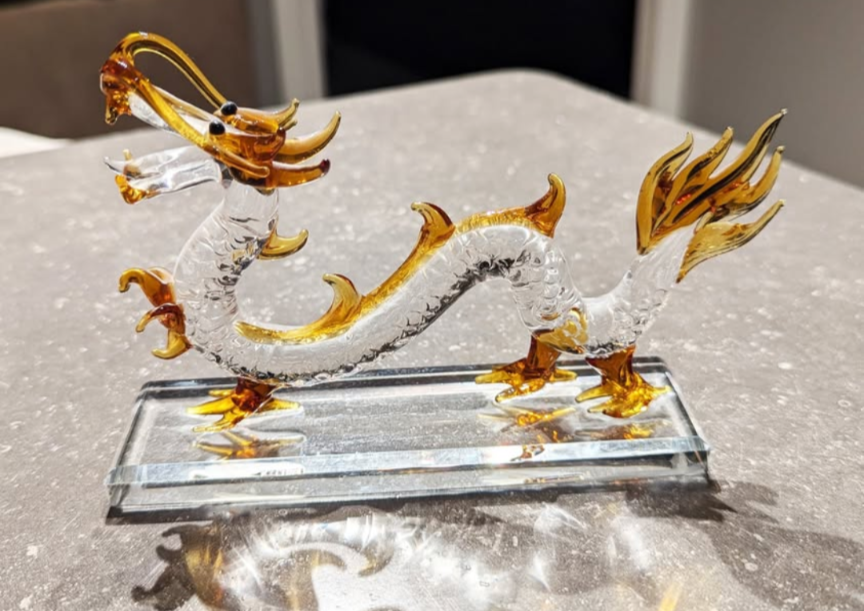 5.5" Long Glass Dragon Figurine - Home Decor