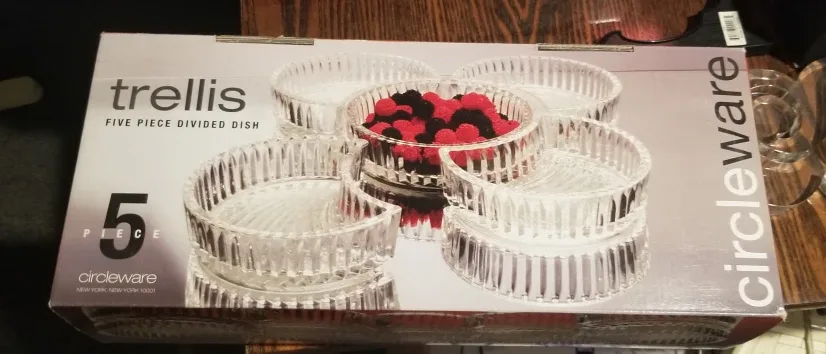 circleware  Glass Dish Set of 5, Trellis  Divided Glass Dish Set thumbnail