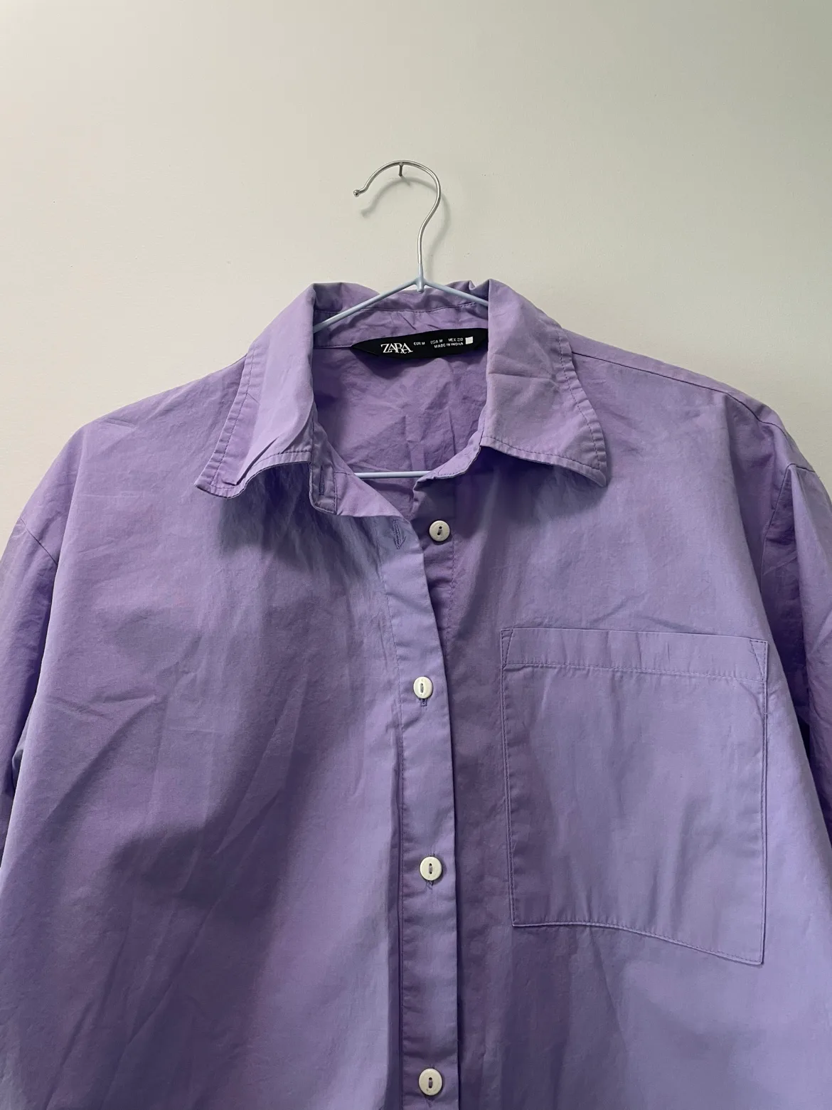 Zara Lavendar Button-Up Shirt - Size M thumbnail