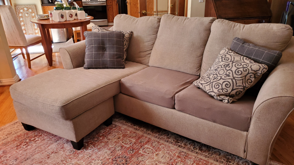 Beige Sectional Sofa with Chaise Lounge