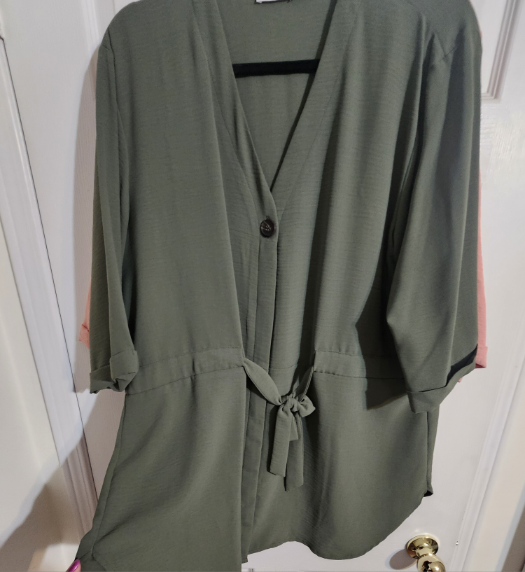 Olive Green Tunic Dress with Tie