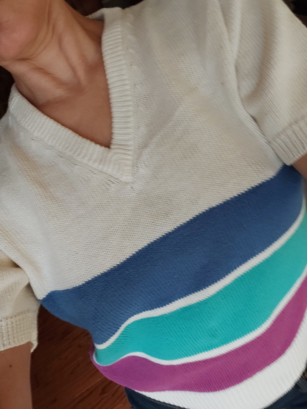 Vintage colour block Striped Knit Sweater - Size M