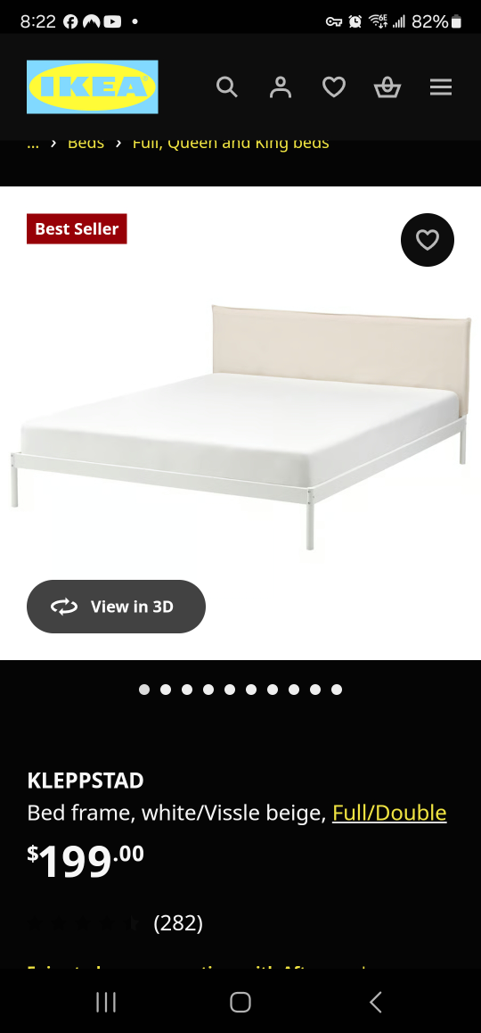 IKEA Kleppstad Full/Double Bed Frame - White/Beige