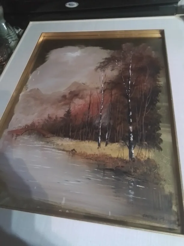 Framed Landscape Painting by Gaston Petridis on Brass image indicator(5)