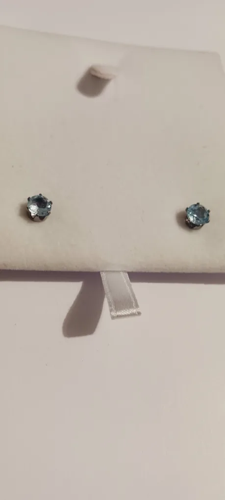 Sterling Silver 925 Blue Topaz Gemstone Studs Earrings thumbnail