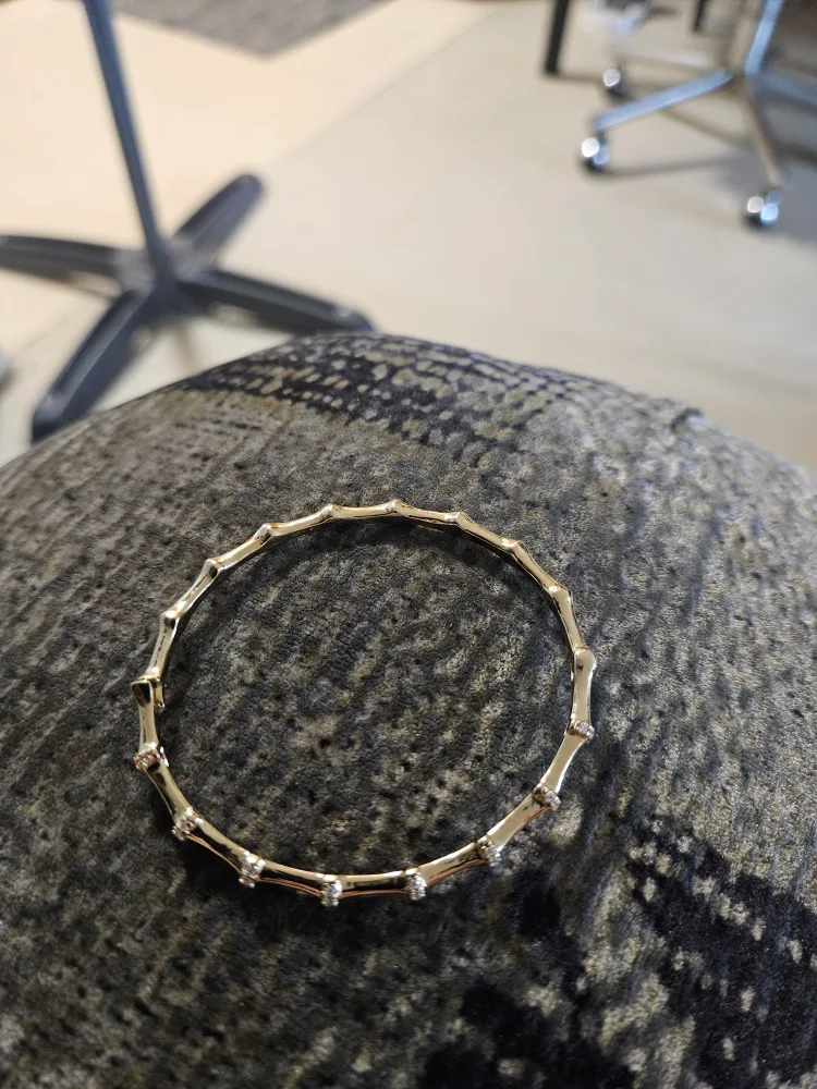 Bamboo Style Gold Bangle Bracelet thumbnail