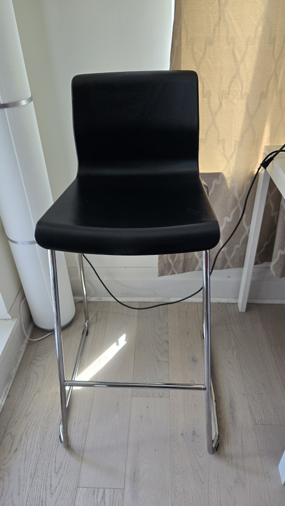 Black Bar Stool with Chrome Legs