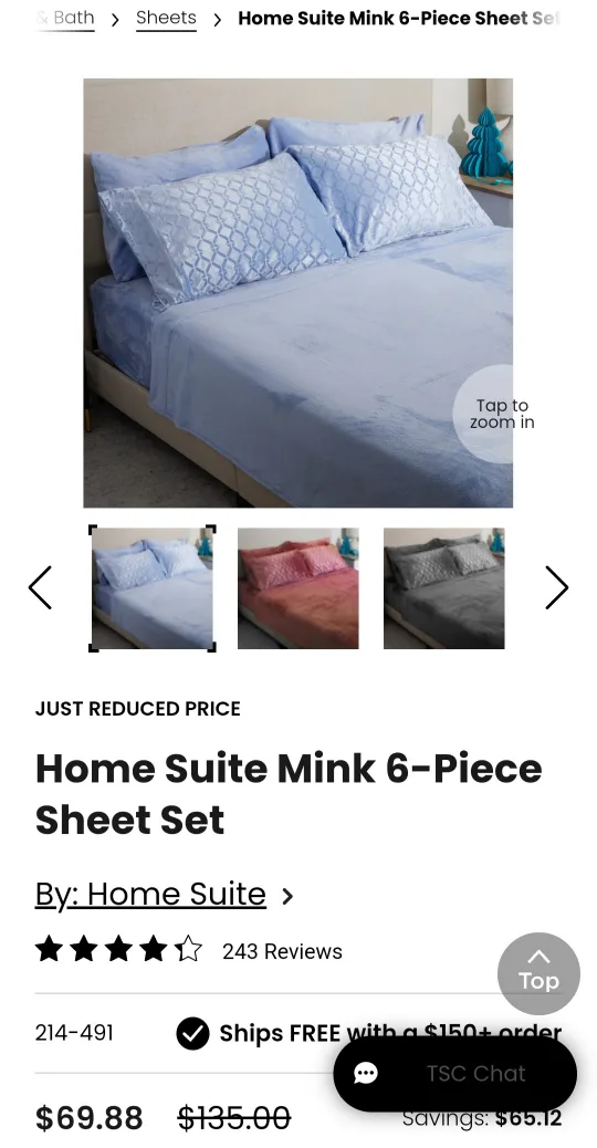 KING SIZE HOME SUITE MINK 6-PIECE SHEET SET thumbnail