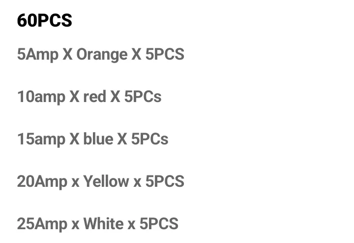 JORPETS Assorted Blade Fuses - 60pcs image indicator(6)